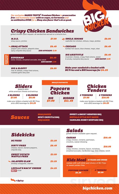 bigs chicken yelp|big chicken menu with prices.